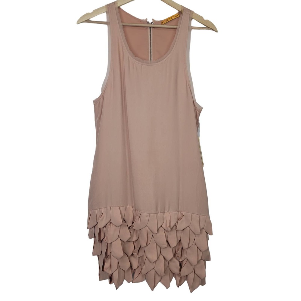 NWT Alice + Oliva Dusty Pink Shift Dress with Petal Ruffle Hem